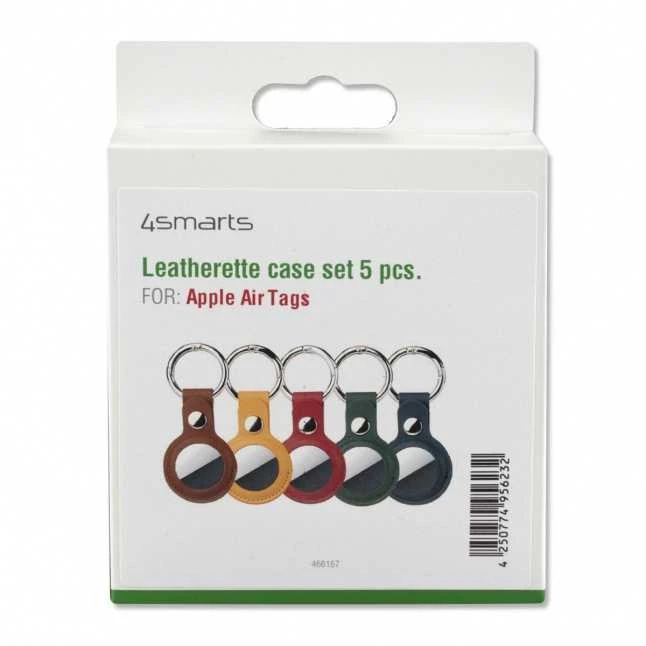 Dėklas 4Smarts Leatherette Case Set for AirTags 5 pices (yellow, žalias, ruda, red, mėlynas)
