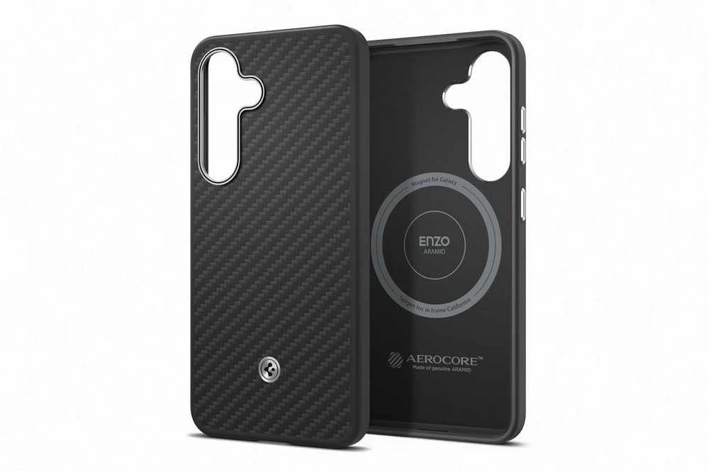 Samsung Spigen Enzo Aramid Magnet Galaxy S25 Plus dėklas telefonui juodos spalvos