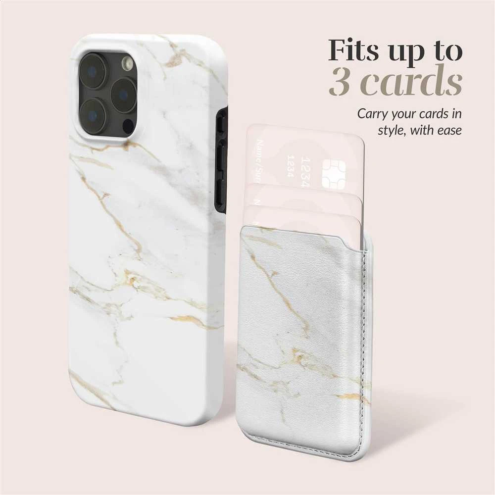 Dėklas MIO Baltas Marble Magsafe Case Compatible Card Holder