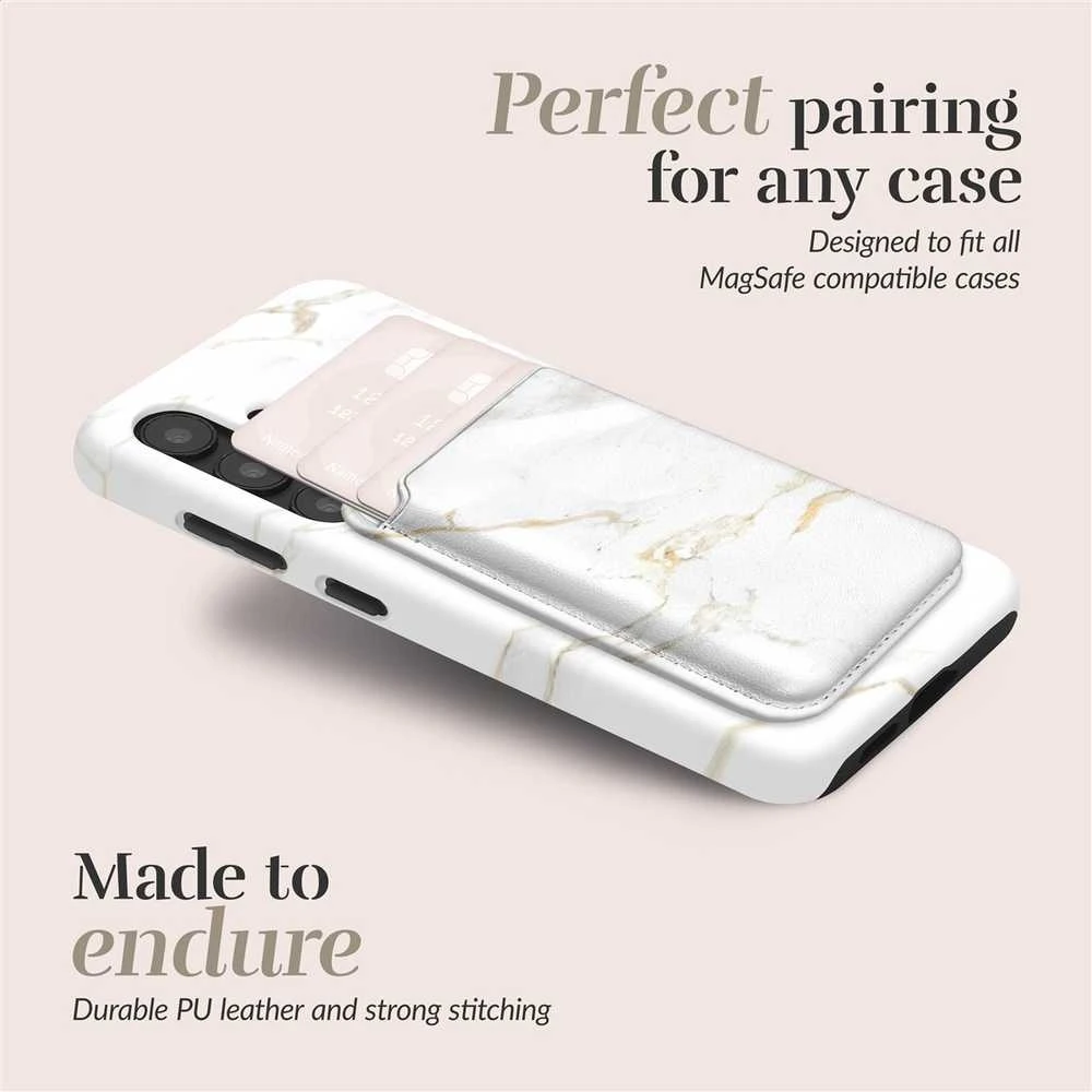 Dėklas MIO Baltas Marble Magsafe Case Compatible Card Holder