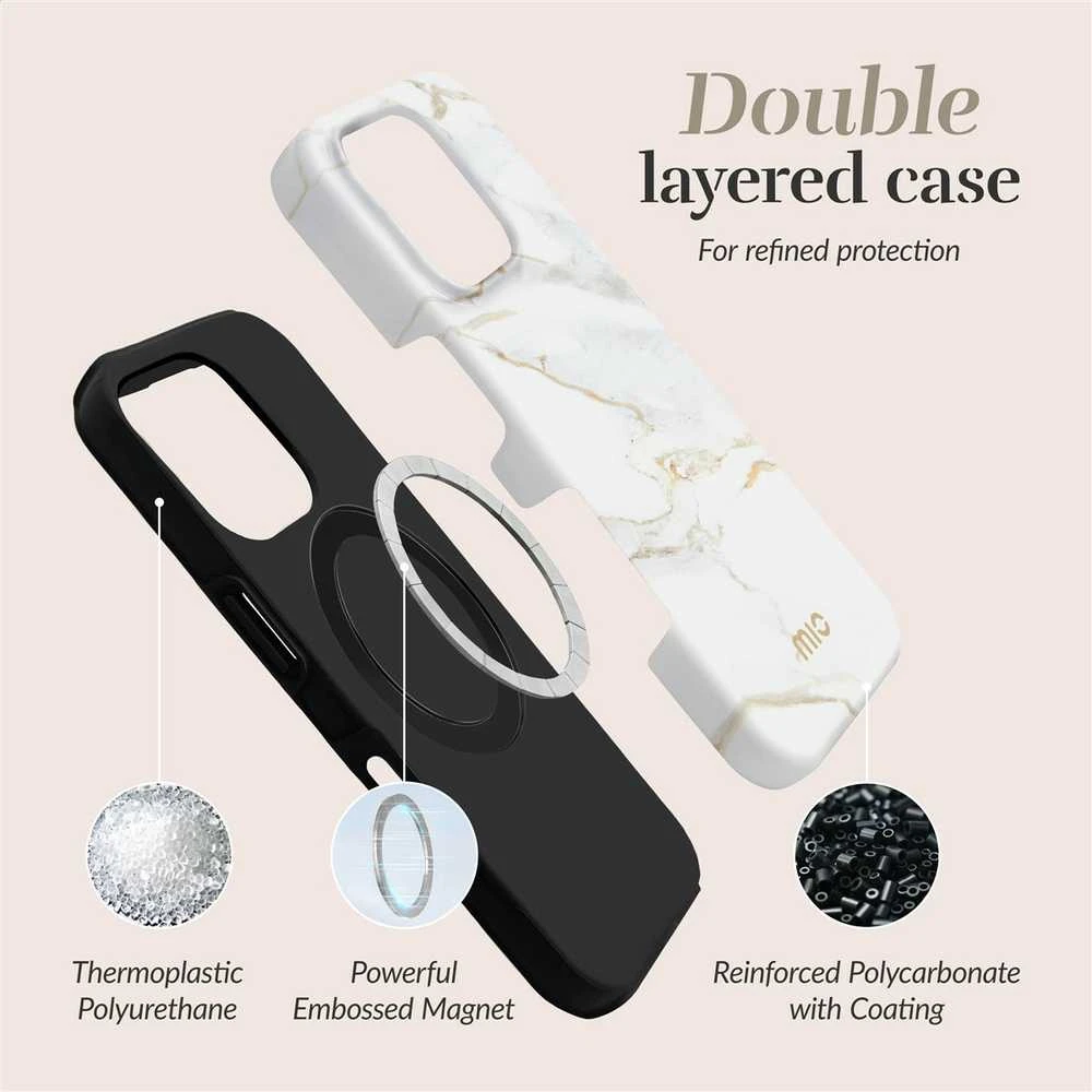 Dėklas MIO Baltas Marble Magsafe Case Compatible for iPhone 16 Plus