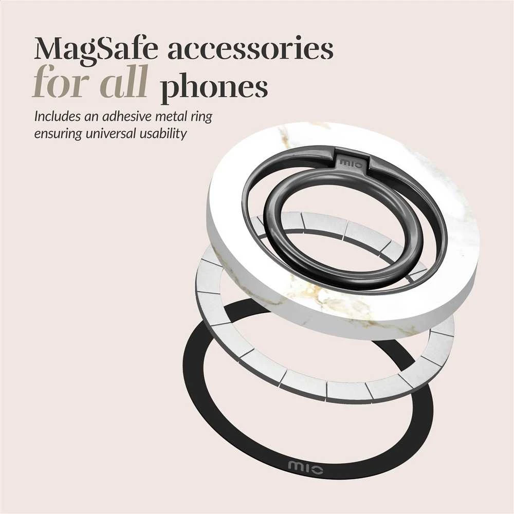 Dėklas MIO Baltas Marble Magsafe Case Compatible Ring Holder