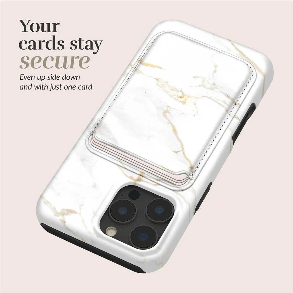 Dėklas MIO Baltas Marble Magsafe Case Compatible Card Holder