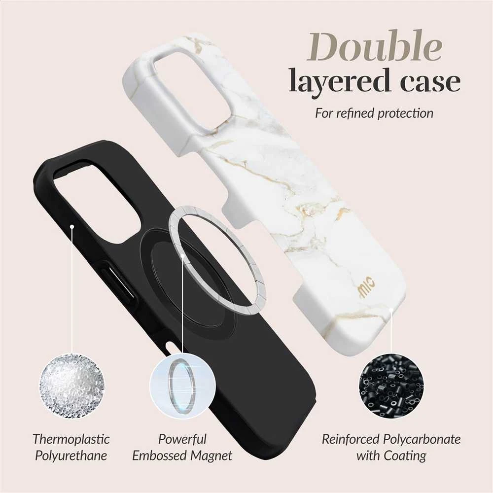 Dėklas MIO Baltas Marble Magsafe Compatible for iPhone 17