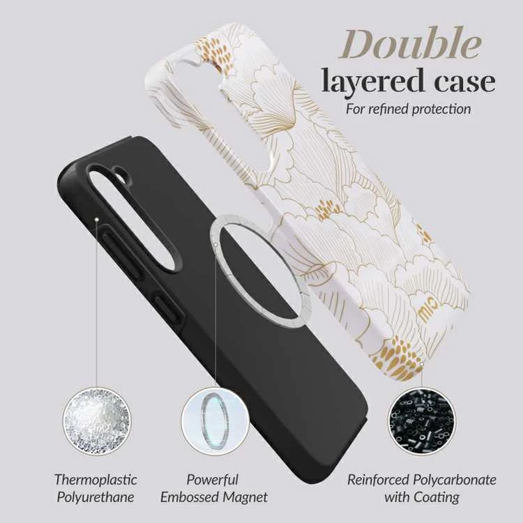 Dėklas MIO Baltas Roses Magsafe Compatible for Samsung S25 Plus 5G