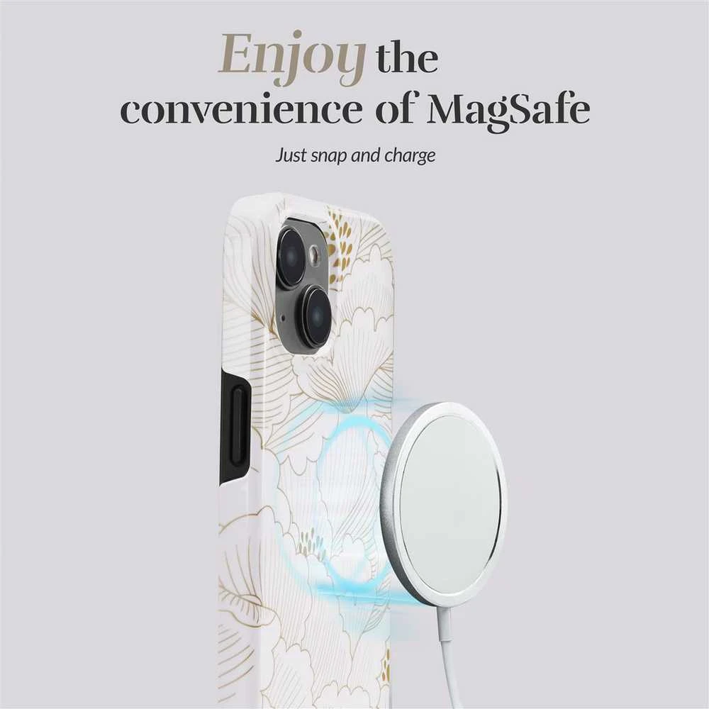 Dėklas MIO Baltas Roses Magsafe Compatible for iPhone 16 Pro
