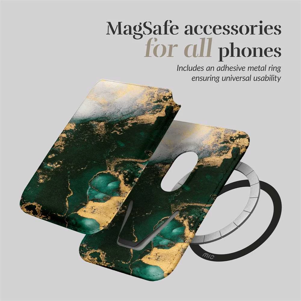 Dėklas MIO Žalias Marble Magsafe Case Compatible Card Holder