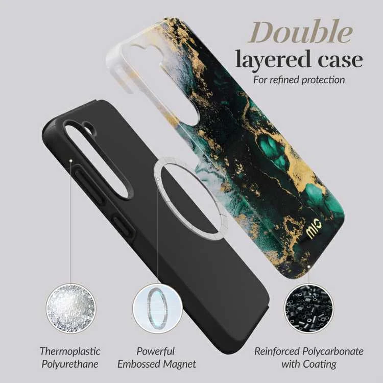 Dėklas MIO Žalias Marble Magsafe Compatible for Samsung S24 5G