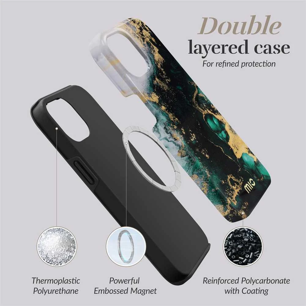 Dėklas MIO Žalias Marble Magsafe Compatible for iPhone 17 Pro Max