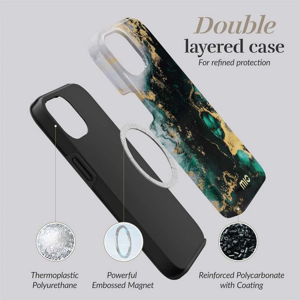 Dėklas MIO Žalias Marble Magsafe Compatible for iPhone 16 Pro