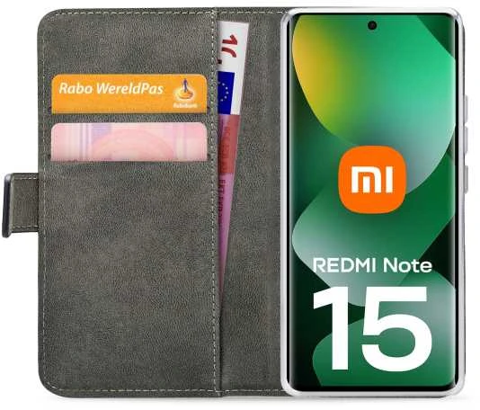 „Mobilize Classic“ piniginės formos dėklas „Xiaomi Redmi Note 15 5G“ Juodas