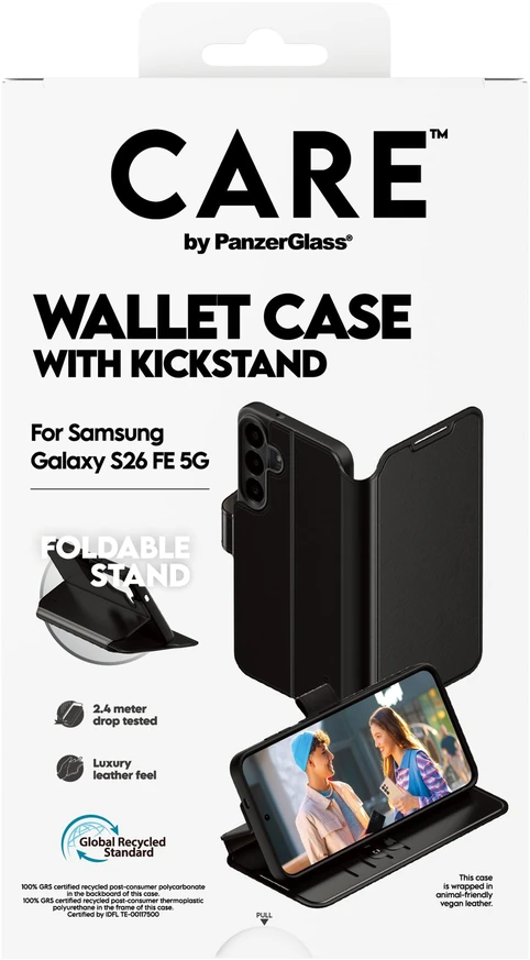 Panzer Glass Telefono dėklas - CARE by PanzerGlass Piniginės dėklas Samsung Galaxy S26 FE Juodas