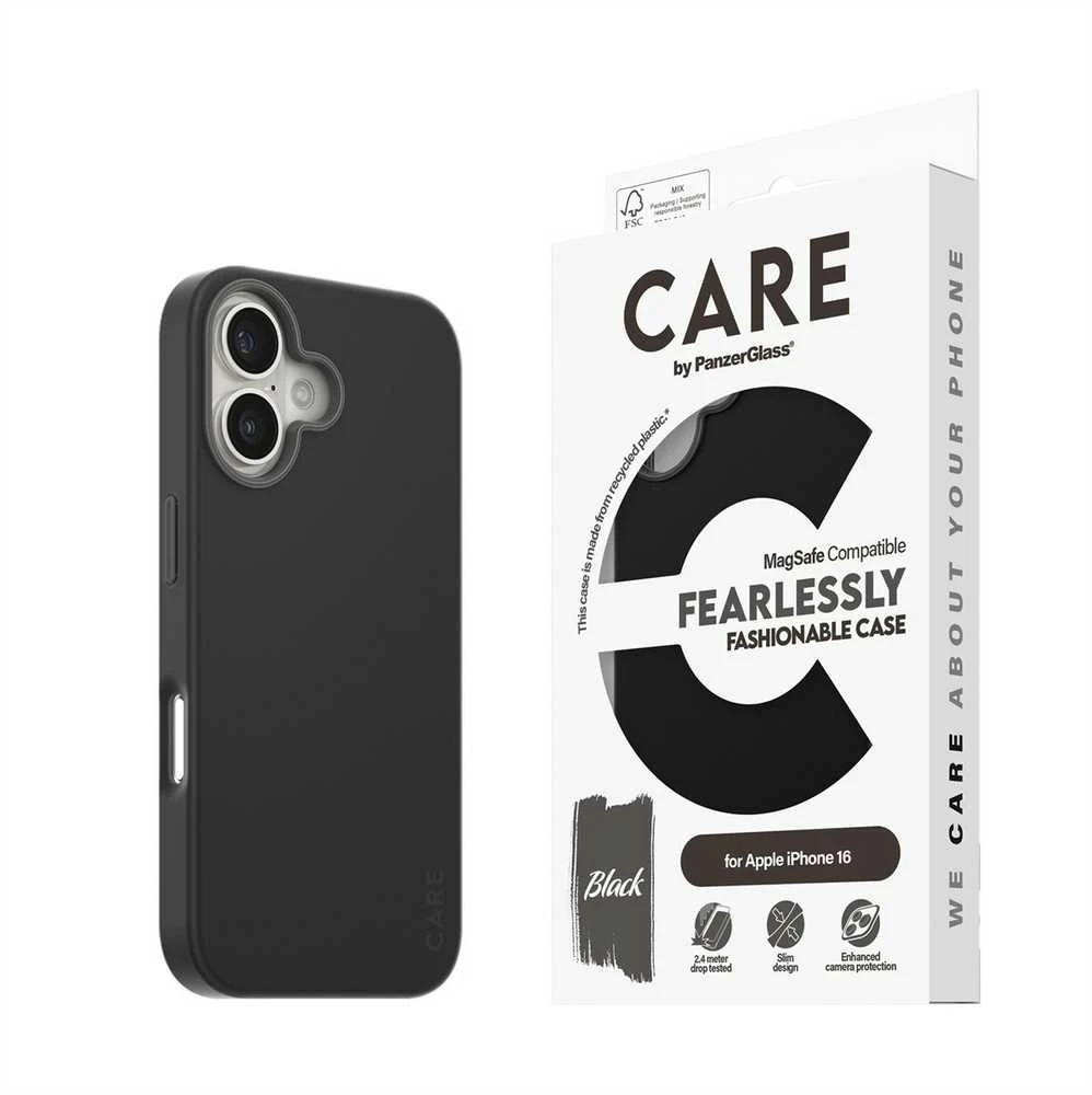 Panzer Glass CARE by PanzerGlass Fashion Case Apple iPhone 16 6.1" dėklas telefonui juodos spalvos/dėklas telefonui juodos spalvos MagSafe 1377