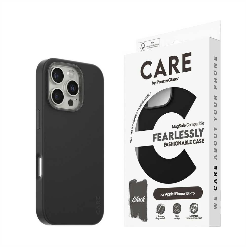 Panzer Glass CARE by PanzerGlass Fashion Apple iPhone 16 Pro 6.3" dėklas telefonui juodos spalvos/dėklas telefonui juodos spalvos MagSafe 1378