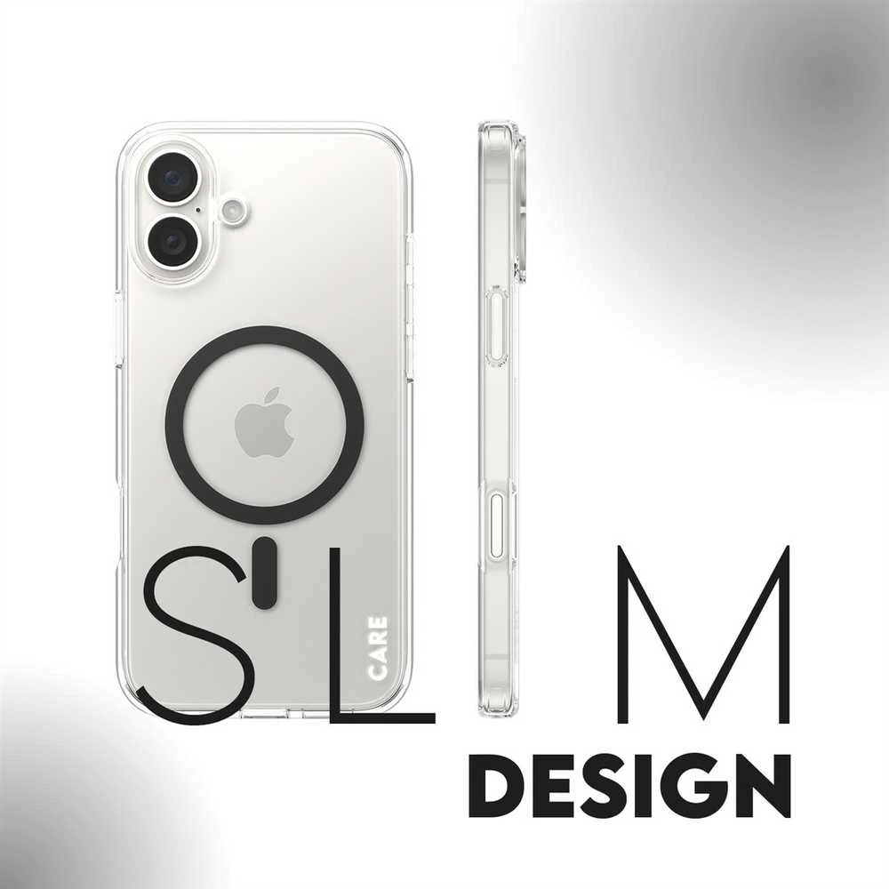 Panzer Glass CARE Flagship dėklas su Juodas MagSafe iPhone 16 Plus, skaidrus