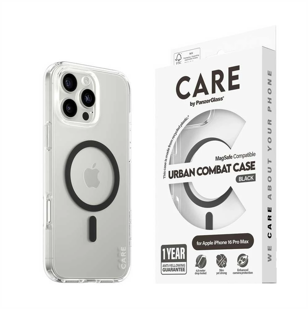 Panzer Glass CARE Flagship Case | Galinis viršelis | Apple | iPhone 16 Pro Max | Perdirbtas plastikas | Skaidrus | MagSafe