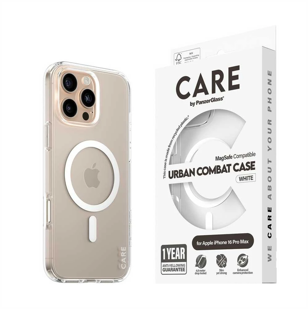 Panzer Glass CARE by PanzerGlass Flagship Apple iPhone 16 Pro Max 6.9" dėklas telefonui baltos spalvos/dėklas telefonui baltos spalvos MagSafe 1340