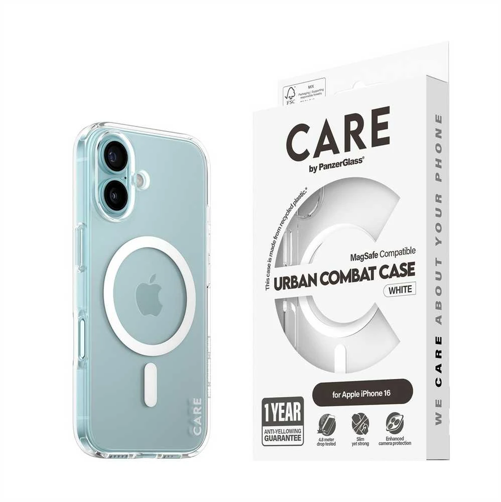 PanzerGlass Flagship Apple iPhone 16 6.1 Panzer Glass CARE " baltas MagSafe 1337