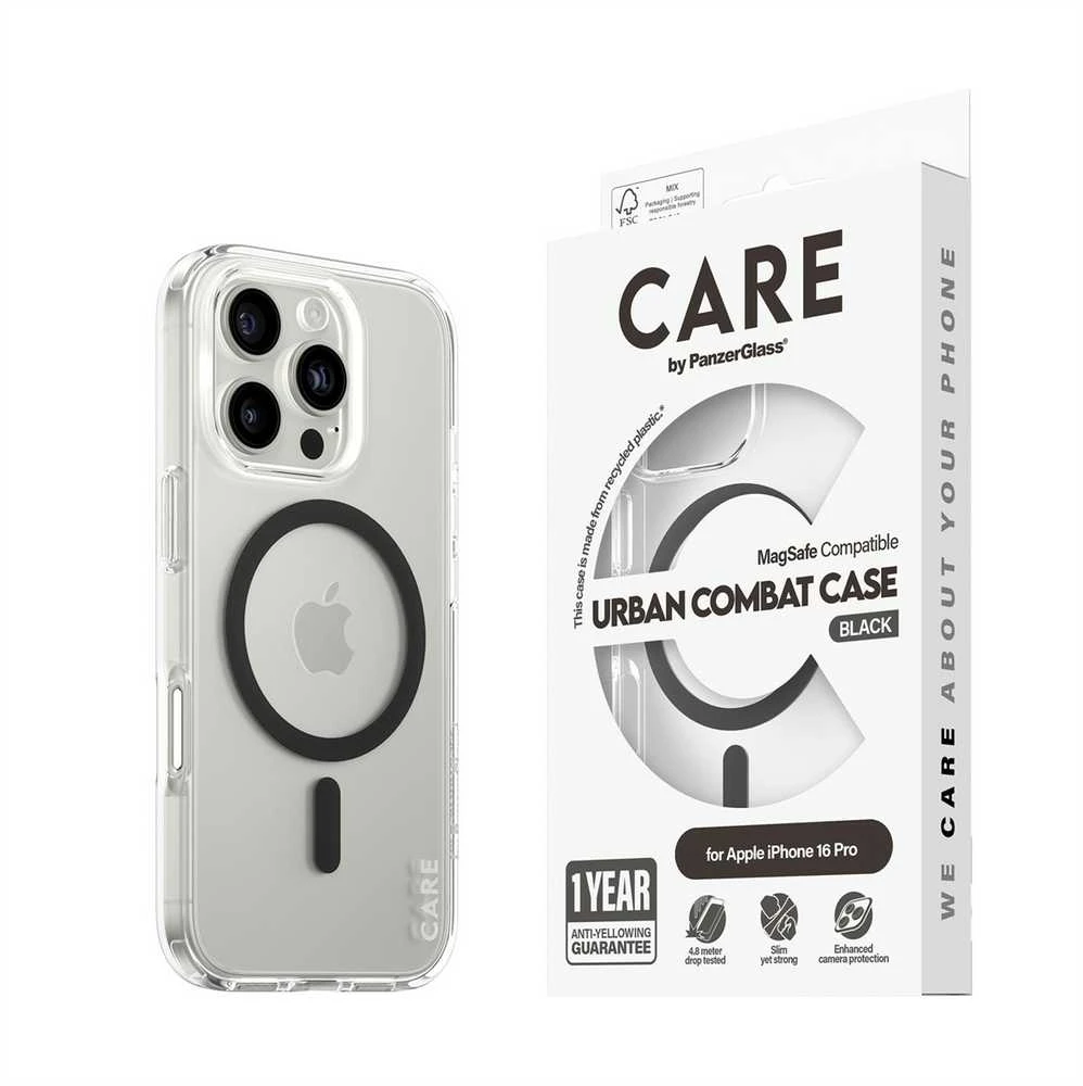 Panzer Glass CARE by PanzerGlass Flagship Apple iPhone 16 Pro 6.3"" dėklas telefonui juodos spalvos MagSafe 1346