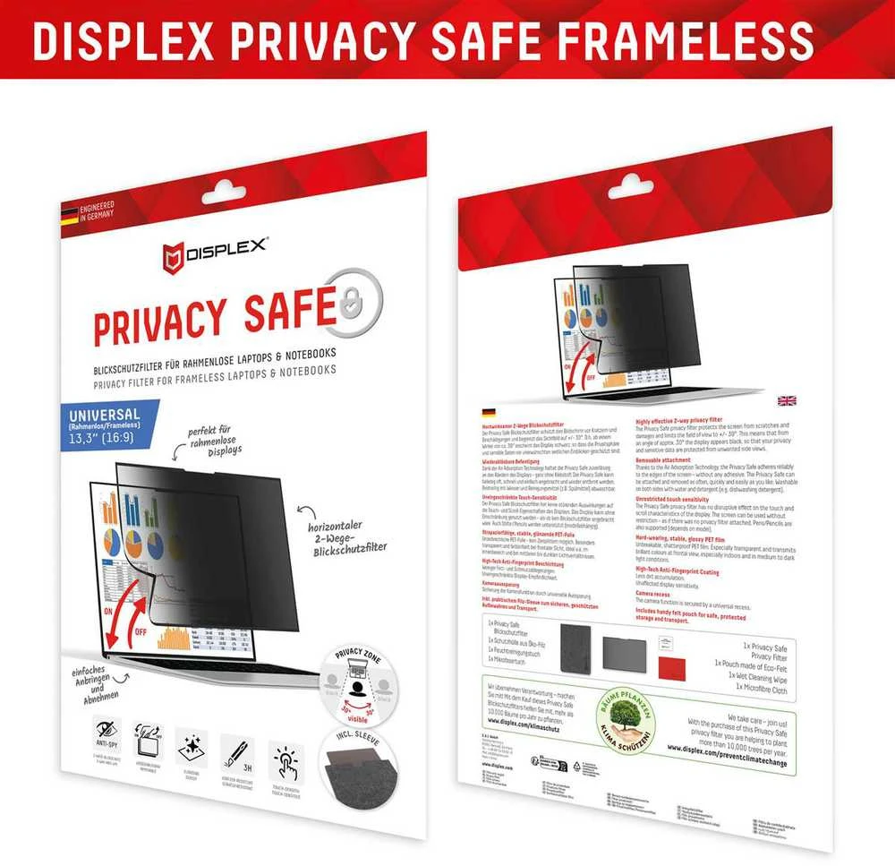 DISPLEX Privacy Safe Uni (be rėmelių) 13,3\", 16:9