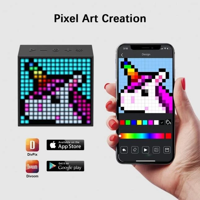 Divoom TimeBox-Evo Pixel Art Smart Bleutooth garsiakalbis, Juodas (Juodas)
