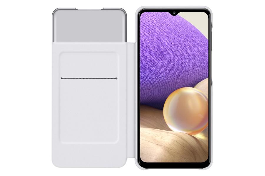 Samsung Galaxy A32 5G S View piniginės dėklas Baltas