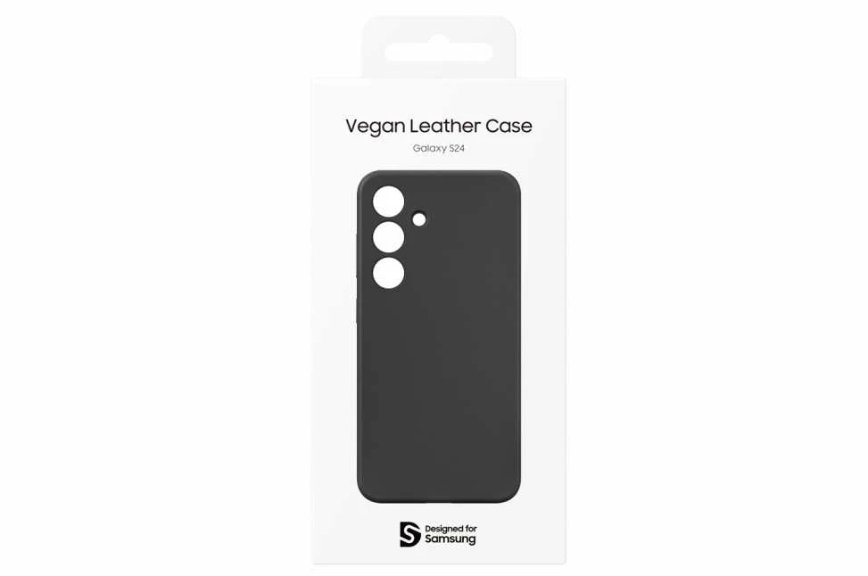 Dėklas Samsung Galaxy S24 Vegan Leather Cover Juodas