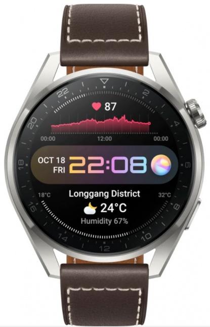Išmanusis laikrodis Huawei Watch 3 Pro ''Classic Edition'', Sidabrinės  spalvos su rudos spalvos odiniu dirželiu | Varle.lt