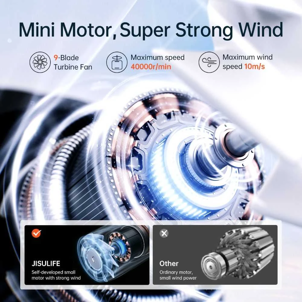 Jisulife rankinis ventiliatorius Life9 5000mAh Portable Mini Blower USB Fan – rožinės spalvos