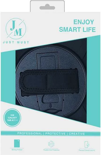 Just Must JM Rugged Case Grip for Samsung Galaxy Tab A11+ with a strap Juodas