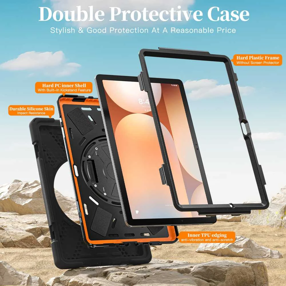 Just Must JM Rugged Case Grip for Samsung Galaxy Tab A11+ with a strap Juodas