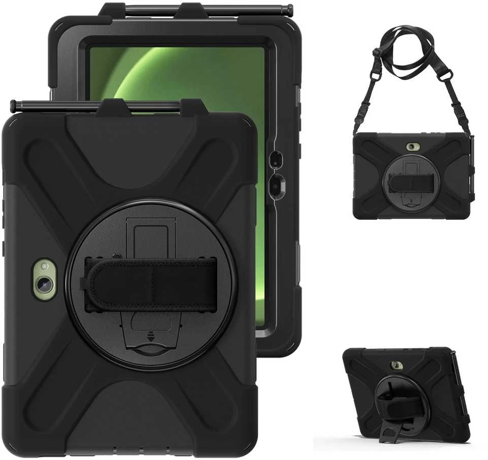 Just Must JM Rugged Case Grip for Samsung Galaxy Tab Active Pro/ Active4 Pro/ Active5 Pro with a strap Juodas