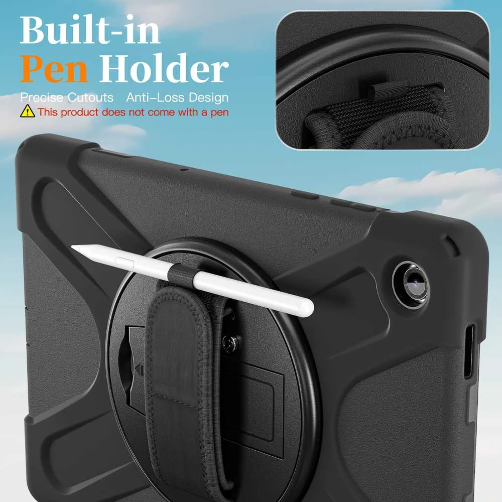 Just Must JM Rugged Case Grip for Samsung Galaxy Tab A11+ with a strap Juodas