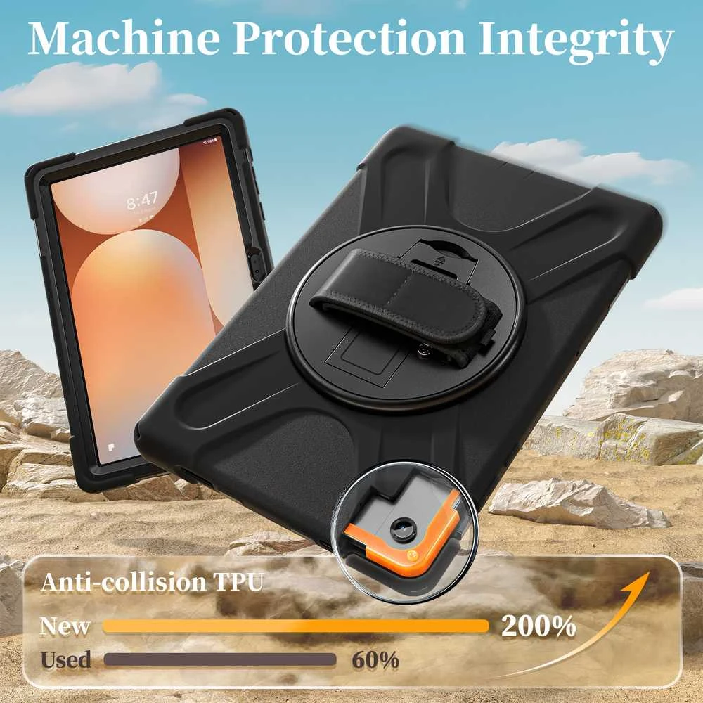 Just Must JM Rugged Case Grip for Samsung Galaxy Tab A11+ with a strap Juodas