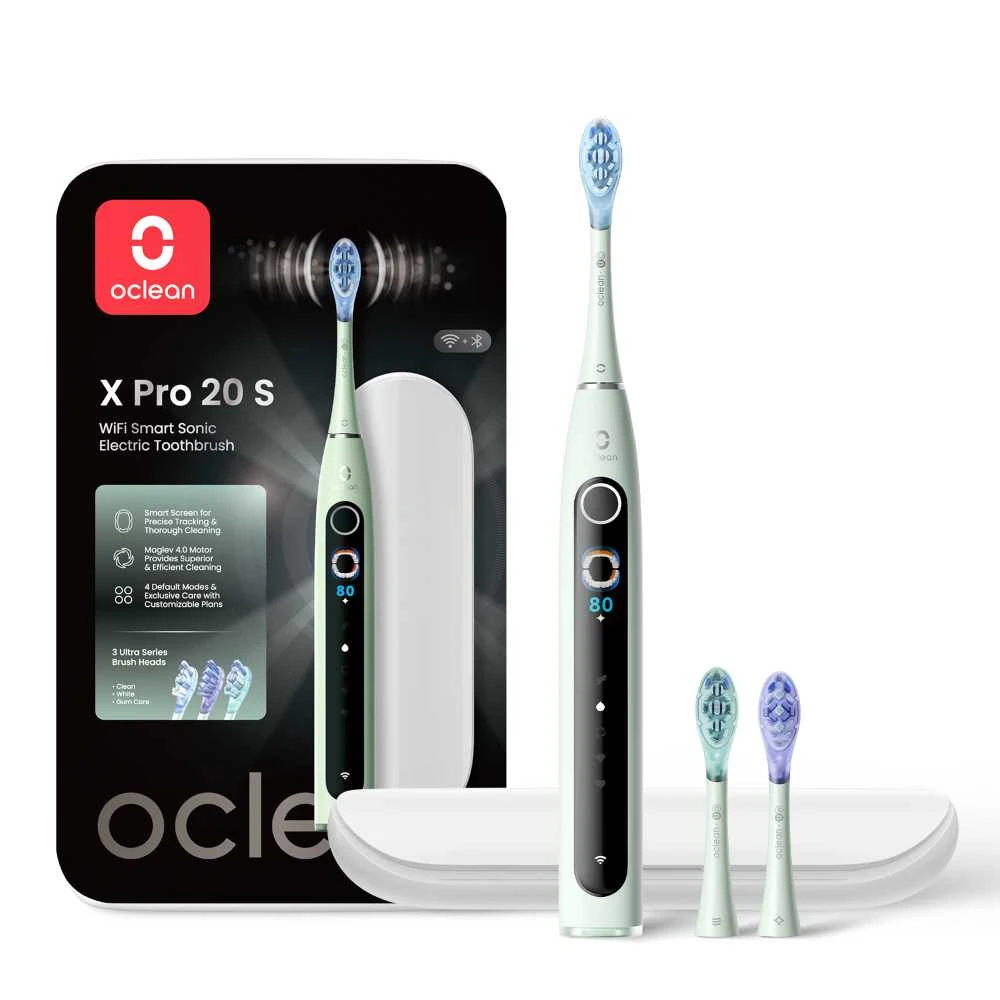 Oclean X Pro 20 S žalias šepetėlis su antgalių rinkiniu