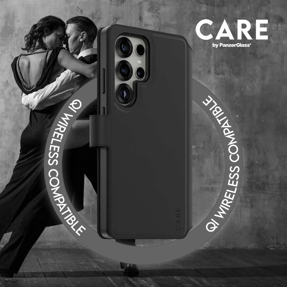 Dėklas Panzer Glass CARE by PanzerGlass Feature Case Tango Du viename piniginė Qi Suderinamas Samsung Galaxy S25 Ultra, Juodas