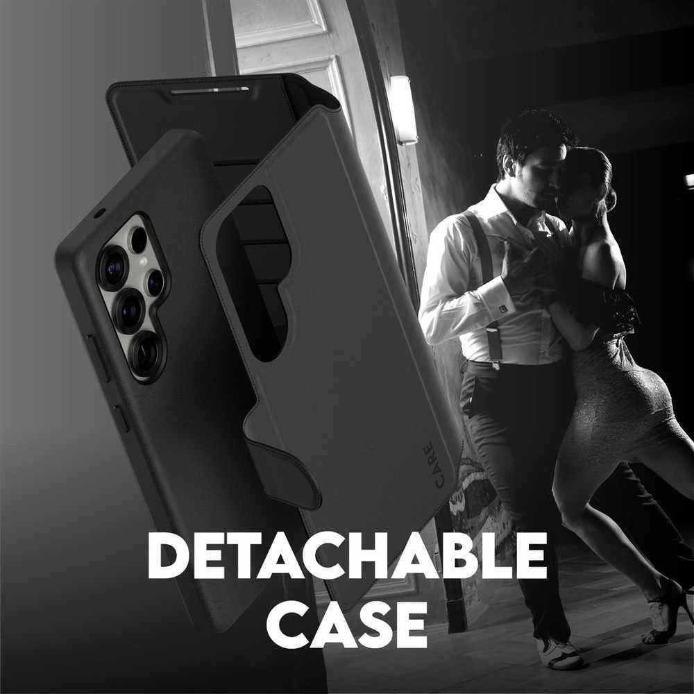 Dėklas Panzer Glass CARE by PanzerGlass Feature Case Tango Du viename piniginė Qi Suderinamas Samsung Galaxy S25 Ultra, Juodas