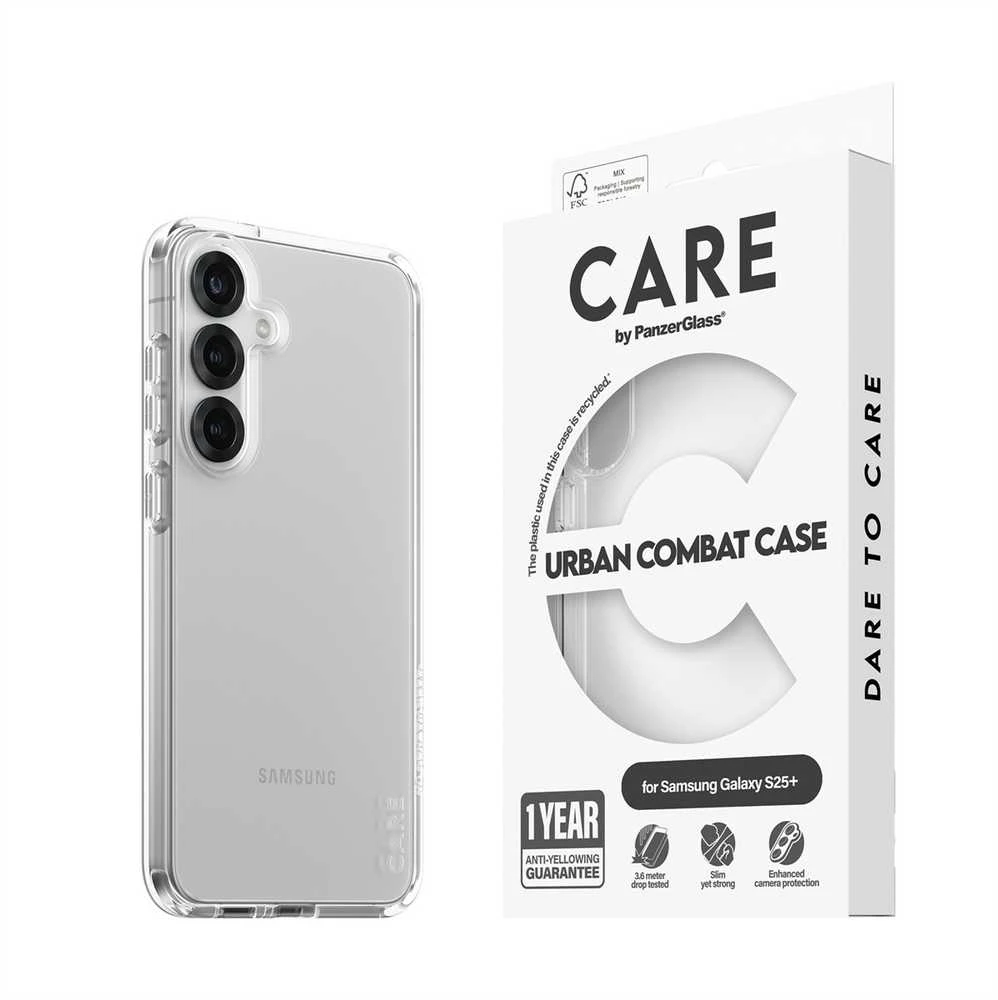 Panzer Glass CARE by PanzerGlass Flagship Case Urban Combat w. Skaidrus rėmelis Samsung Galaxy S25 Plus skaidrus