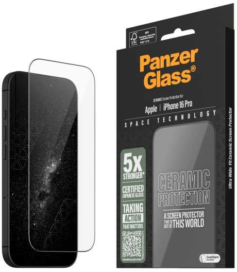 Panzer Glass PanzerGlass keraminė ekrano apsauga Apple iPhone 16 Pro, itin plati (skaidri)