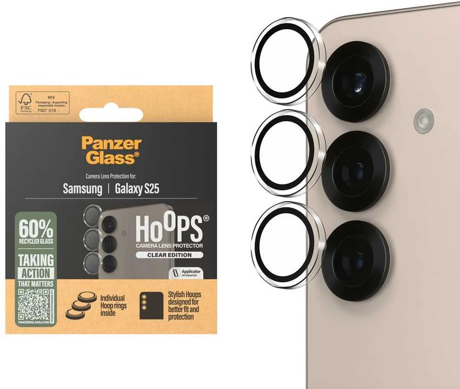„Panzer Glass PanzerGlass Hoops“ objektyvo apsauga „Samsung Galaxy S25“, permatoma