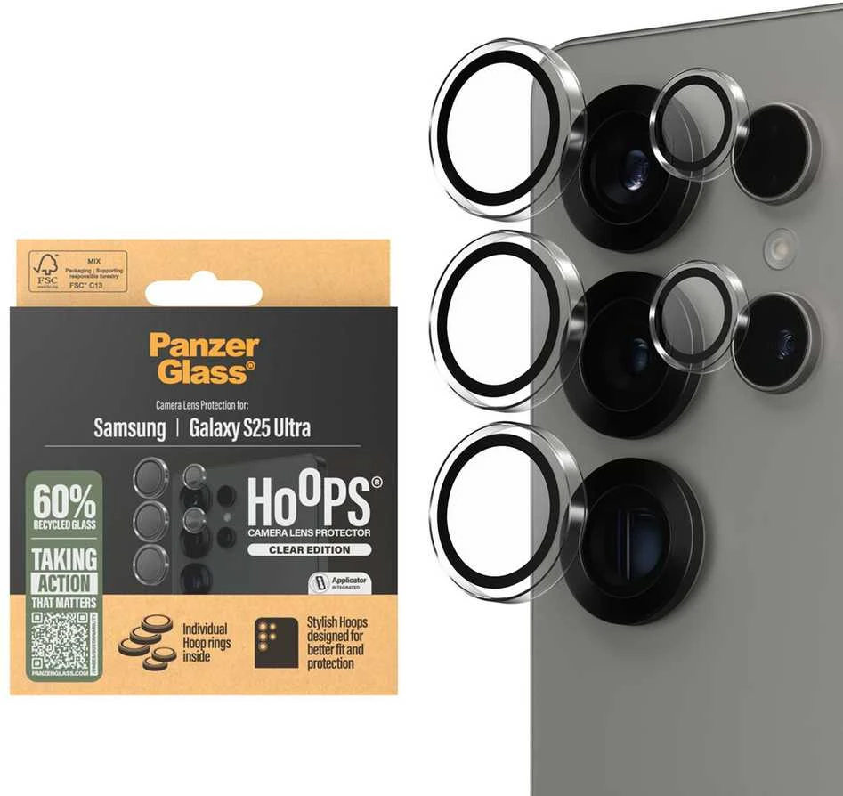 Panzer Glass PanzerGlass Hoops objektyvo apsauga Samsung Galaxy S25 Ultra, skaidrus