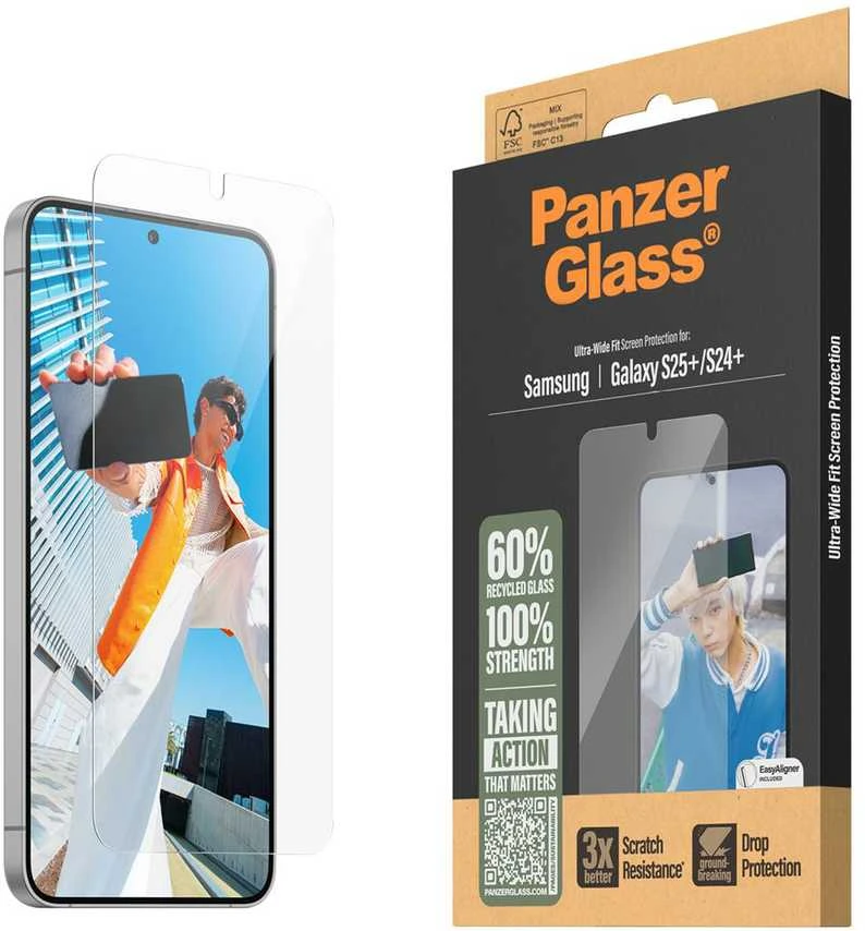 Panzer Glass PanzerGlass ekrano apsauga Samsung Galaxy S25 Plus itin plataus kampo, permatoma