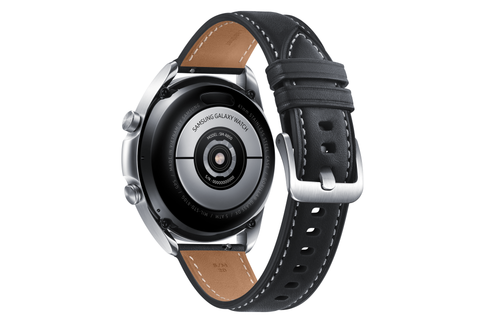 Išmanusis laikrodis Samsung Galaxy Watch 3 (41mm), Sidabrinės spalvos korpusas su juodos spalvos dirželiu