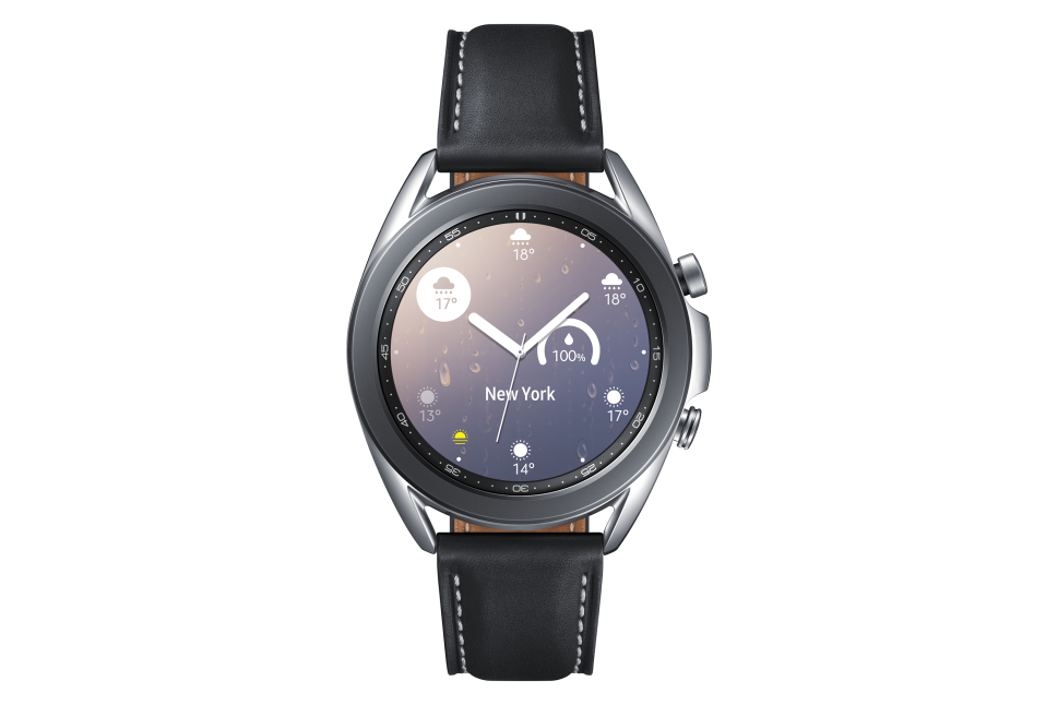 Išmanusis laikrodis Samsung Galaxy Watch 3 (41mm), Sidabrinės spalvos korpusas su juodos spalvos dirželiu