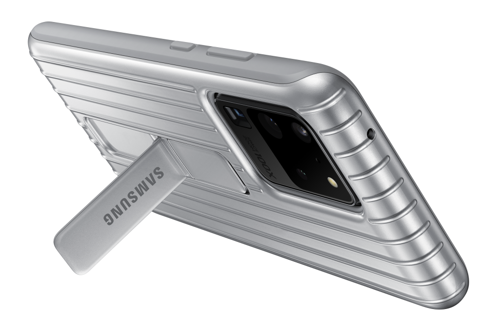 RG988CSE apsauginis stovintis dėklas, skirtas „Samsung Galaxy S20 Ultra“ (sidabrinis)