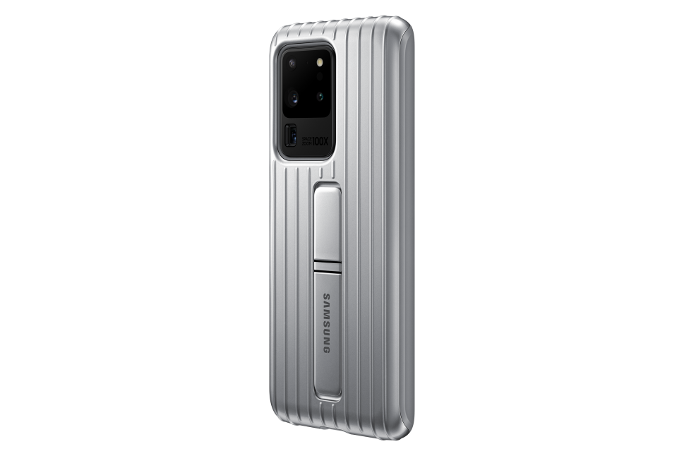 RG988CSE apsauginis stovintis dėklas, skirtas „Samsung Galaxy S20 Ultra“ (sidabrinis)