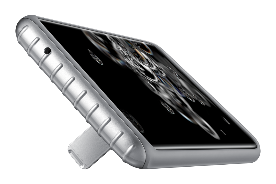 RG988CSE apsauginis stovintis dėklas, skirtas „Samsung Galaxy S20 Ultra“ (sidabrinis)