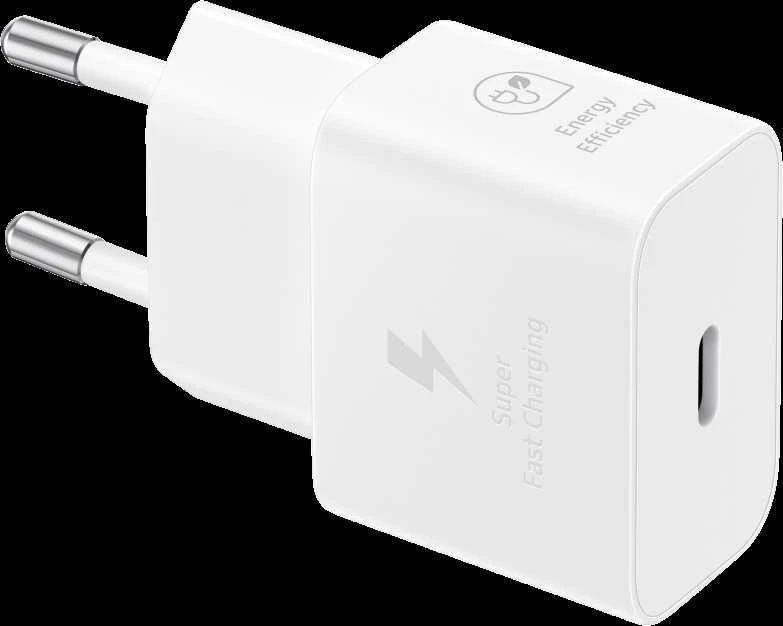 Įkroviklis Samsung EP-T2510XWEGEU 25W + USB-C kabelis baltas