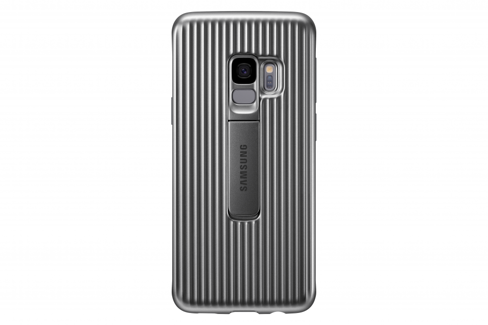 Samsung Galaxy S9 Apsauginis stovintis dėklas (Sidabrinis)