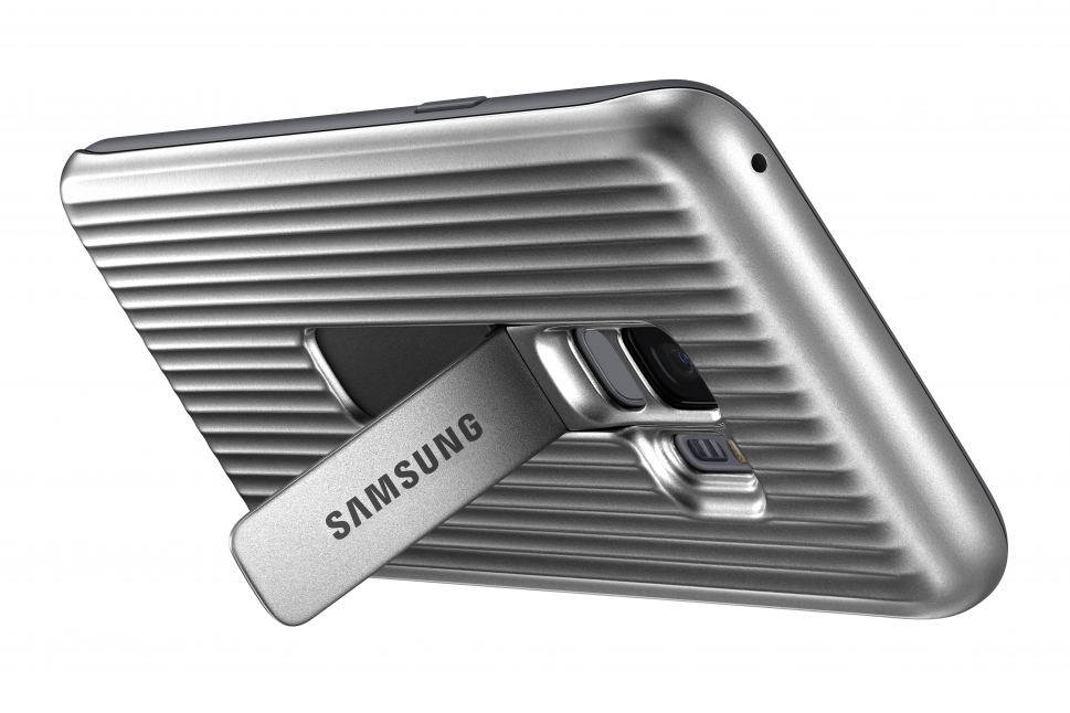 Samsung Galaxy S9 Apsauginis stovintis dėklas (Sidabrinis)
